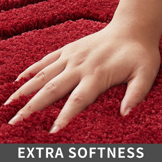 COSY HOMEER Extra Dicke Badteppiche für Badezimmer – Anti-Rutsch-Badwäsche-Set, Matten, weicher Plüsch, 100% Starkes Polyester, für Wohnzimmer, Schlafzimmer, wasserabsorbierend (rot, 61 x 122 cm)