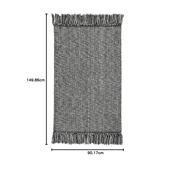 Collive Waschbarer Teppich, 90x152 cm, moderne gewebte Küchenteppiche, grau/cremefarben, geflochten, Baumwolle, für den Innenbereich, Fußmatte, Überwurf, Schlammzimmer, Waschküche