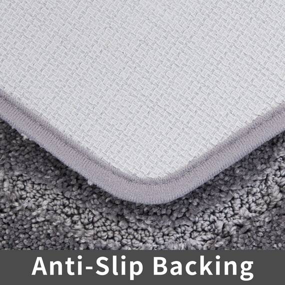 COSY HOMEER Extra dicke Badteppiche für Badezimmer – rutschfeste Badematten, weiches Plüschgarn, zottelig, 100 % starkes Mirco-Polyester-Matte, Wohnzimmer, wasserabsorbierend (grau, 61x91 cm)