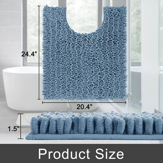 Yimobra WC-Vorleger, U-förmig, 61 x 50 cm, weich, bequem, saugfähig, Chenille, WC-Vorleger für Badezimmer, rutschfeste Kontur, Badezimmerteppiche für Toilette, schnell trocknend, maschinenwaschbar,