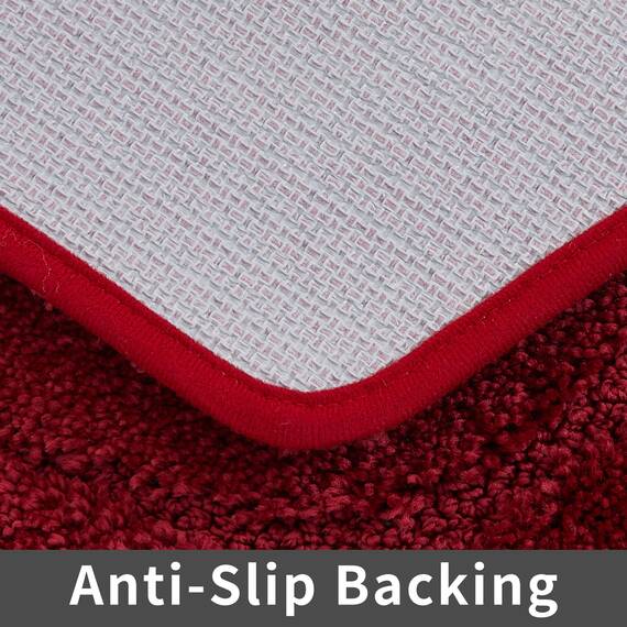 COSY HOMEER Extra Dicke Badteppiche für Badezimmer – Anti-Rutsch-Badwäsche-Set, Matten, weicher Plüsch, 100% Starkes Polyester, für Wohnzimmer, Schlafzimmer, wasserabsorbierend (rot, 61 x 122 cm)