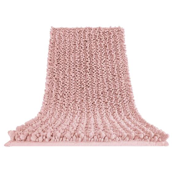 Yimobra Original Luxus-Badematte aus Chenille, 152 x 61 cm, weich, zottelig und bequem, große Größe, super saugfähig und dick, rutschfest, maschinenwaschbar, perfekt für Badezimmer, Hellrosa