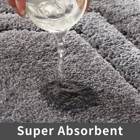 COSY HOMEER Extra dicke Badteppiche für Badezimmer – rutschfeste Badematten, weiches Plüschgarn, zottelig, 100 % starkes Mirco-Polyester-Matte, Wohnzimmer, wasserabsorbierend (grau, 61x91 cm)