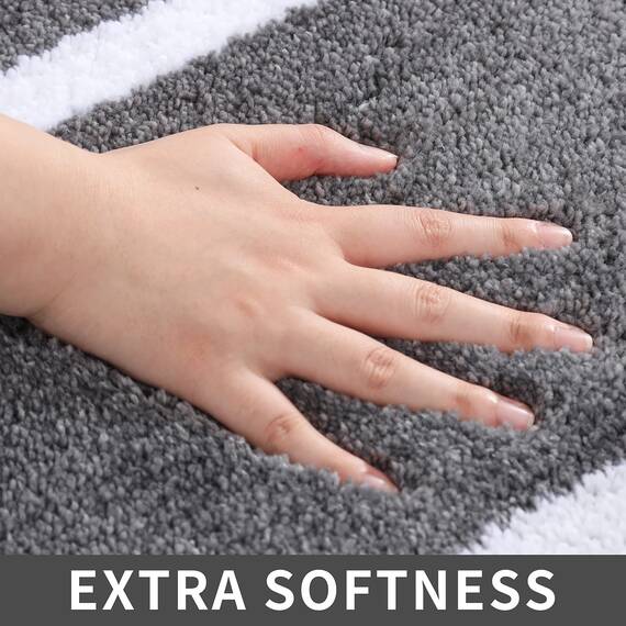 COSY HOMEER Extra dickes Badteppich-Set – rutschfeste Badematten, weicher Plüsch, 100 % starke Mirco-Polyester-Matte, Wohnzimmer, Badezimmermatte, Boden, wasserabsorbierend (grau, 61x121 + 50x81 cm)