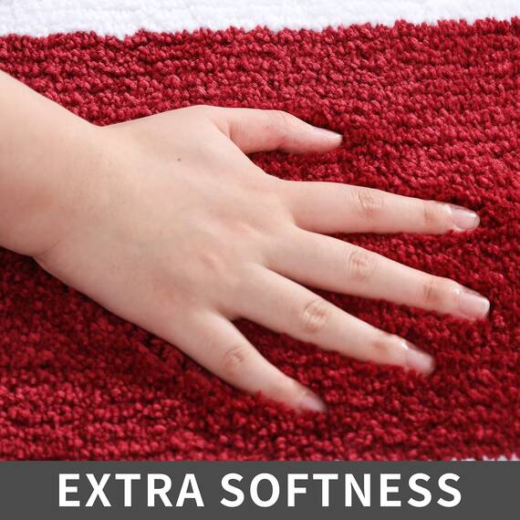 COSY HOMEER Extra dickes Badwäsche-Set, Teppiche, rutschfeste Badematten, weicher Plüsch, 100 % starkes Polyester, für Wohnzimmer, Badezimmer, wasserabsorbierend (rot, 61 x 122 cm)