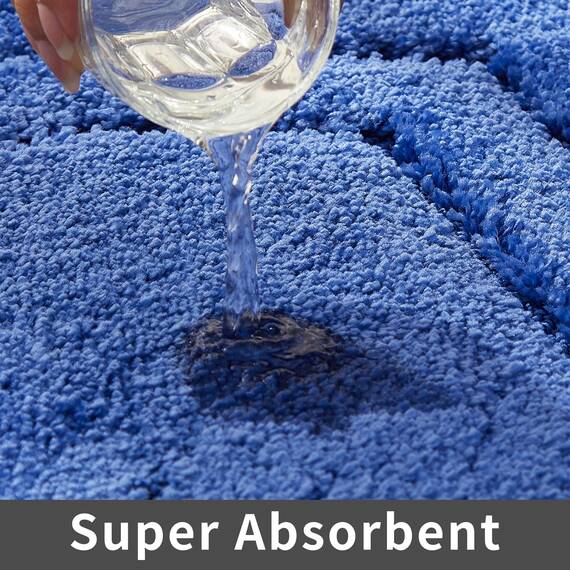 COSY HOMEER Extra dicker Badteppich für Badezimmer – rutschfeste Badematten, weiches Plüschgarn, zottelig, 100 % starkes Mikro-Polyester, Matte für Wohnzimmer, wasserabsorbierend (blau, 61 x 122 cm)