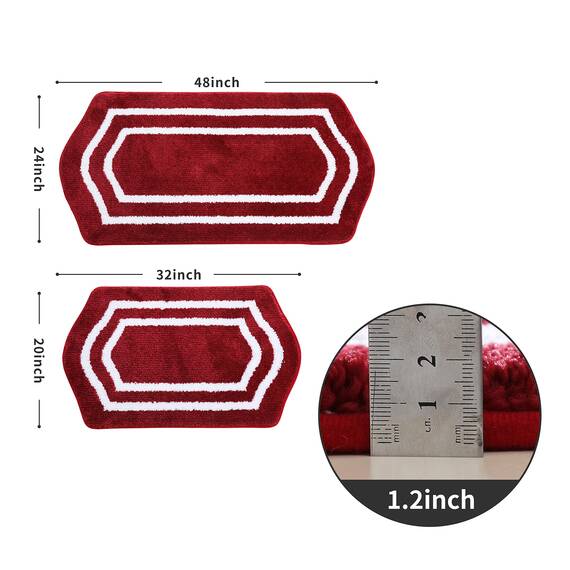 COSY HOMEER Extra dickes Badteppich-Set – rutschfeste Badematten, weicher Plüsch, 100 % starke Mirco-Polyester-Matte, Wohnzimmer, Badezimmermatte, Boden, wasserabsorbierend (rot, 61x121 + 50x81 cm)