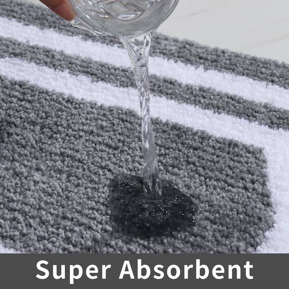 COSY HOMEER Extra dickes Badwäsche-Set, Teppiche, rutschfeste Badematten, weicher Plüsch, 100 % starkes Polyester, für Wohnzimmer, Badezimmer, wasserabsorbierend (grau, 61 x 122 cm)