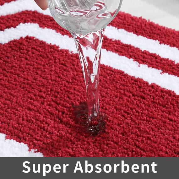 COSY HOMEER Extra dickes Badwäsche-Set, Teppiche, rutschfeste Badematten, weicher Plüsch, 100 % starkes Polyester, für Wohnzimmer, Badezimmer, wasserabsorbierend (rot, 61 x 122 cm)