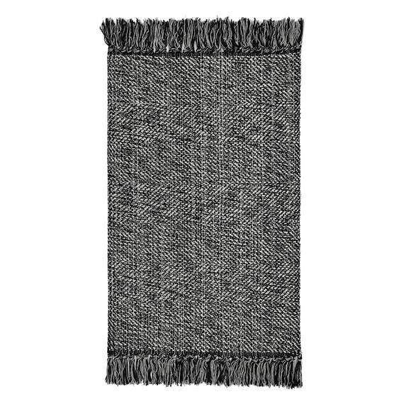 Collive Waschbarer Teppich, 90x152 cm, moderne gewebte Küchenteppiche, schwarz/cremefarben, geflochten, Baumwollteppich, für den Innenbereich, Fußmatte, Überwurf, Schlammzimmer, Waschküche