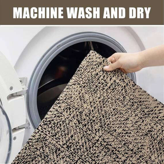 Collive Flur-Läuferteppich, waschbar, Natur/Schwarz, moderner Eingangsläufer, handgewebt, Baumwolle, Boho, Küchenläufer, Teppiche für Schlafzimmer, Waschküche, Haustür, Bauernhaus, Badezimmerteppich,