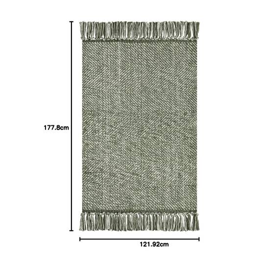 Collive Comfy Area Rug 4' x 6' Olive Green/Cream Woven Cotton Bedroom Rugs, Modern Indoor Accent Rug Floor Carpet with Tassel for Living Room, Nursery Room, Dining Room, Bedside, Office, Patio Decor