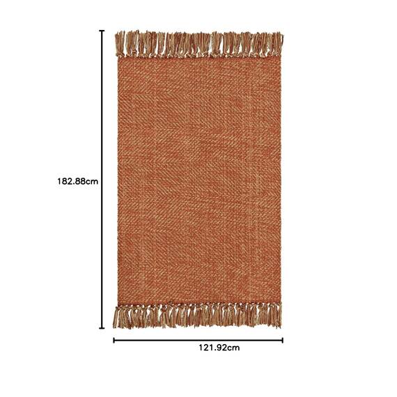 Collive Comfy Area Teppich, 1,2 x 1,8 m, Terra-gewebte Baumwolle, Schlafzimmer, Teppiche, moderner Innen-Akzent-Teppich, Bodenteppich mit Quaste für Wohnzimmer, Kinderzimmer, Esszimmer, Nachttisch