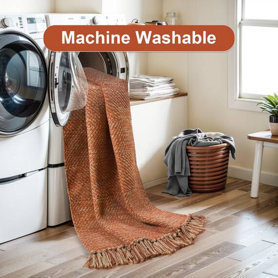 Collive Waschbarer Teppich, 90 x 150 cm, moderner gewebter Küchenteppich, Terrakotta-geflochtener Baumwollteppich, Türmatte, Überwurf, Teppich für Eingangsbereich, Wohnzimmer, Kinderzimmer, Waschküche