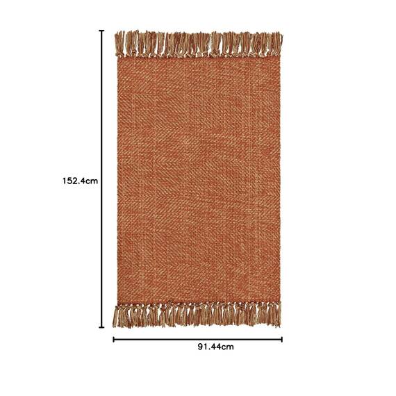 Collive Waschbarer Teppich, 90 x 150 cm, moderner gewebter Küchenteppich, Terrakotta-geflochtener Baumwollteppich, Türmatte, Überwurf, Teppich für Eingangsbereich, Wohnzimmer, Kinderzimmer, Waschküche