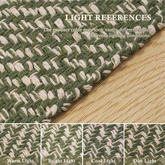 Collive Teppich, 7,6 x 12,7 cm, maschinenwaschbar, natürlich/grün, modern, geflochtener Küchenteppich, neutraler Wendeteppich, Bauernhaus, gewebter Teppich für Eingangsbereich, Kinderzimmer,