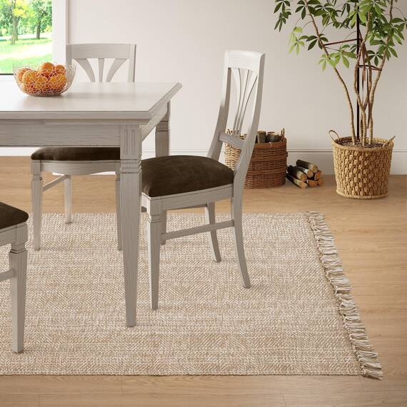 Collive Komfortabler Teppich, 1.2x1.8 m, braun/cremefarben, gewebte Baumwolle, Schlafzimmerteppich, moderner Innen- und Außenbereich, Bodenteppich mit Quaste für Wohnzimmer, Büro, Terrassendekoration