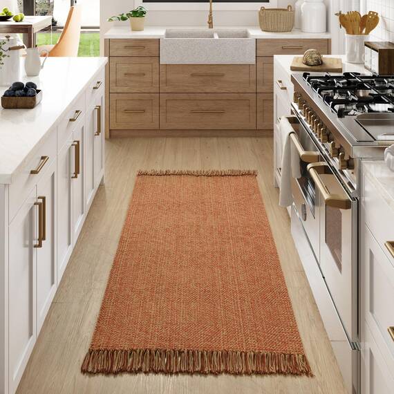 Collive Waschbarer Teppich, 90 x 150 cm, moderner gewebter Küchenteppich, Terrakotta-geflochtener Baumwollteppich, Türmatte, Überwurf, Teppich für Eingangsbereich, Wohnzimmer, Kinderzimmer, Waschküche