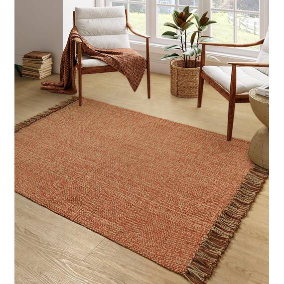 Collive Comfy Area Teppich, 1,2 x 1,8 m, Terra-gewebte Baumwolle, Schlafzimmer, Teppiche, moderner Innen-Akzent-Teppich, Bodenteppich mit Quaste für Wohnzimmer, Kinderzimmer, Esszimmer, Nachttisch