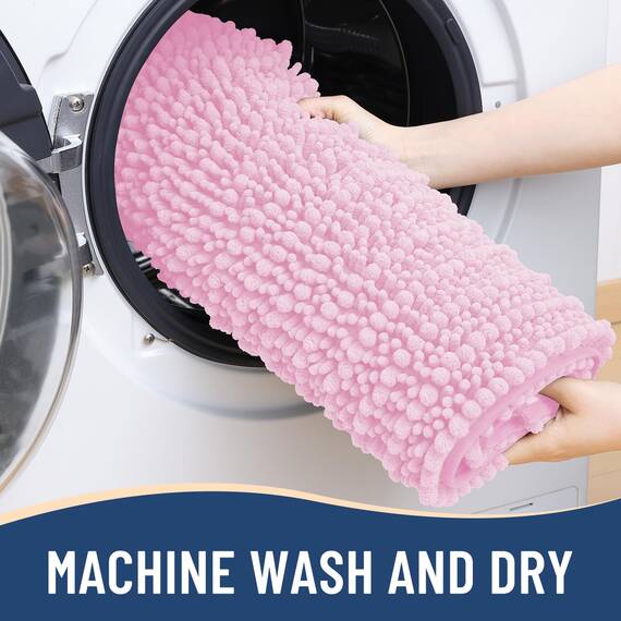 Arotive Luxuriöser Chenille-Badezimmerteppich, extra weich, dick, saugfähig, zottelig, rutschfest, maschinenwaschbar, trocknergeeignet, Plüsch-Badematten für Badezimmer, Dusche und Badewanne, 137 x 61