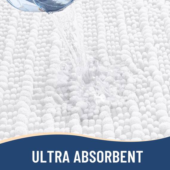 Arotive Luxuriöser Chenille-Badezimmerteppich, extra weich, dick, saugfähig, zottelig, rutschfest, maschinenwaschbar, trocknergeeignet, Plüsch-Badematten für Badezimmer, Dusche und Badewanne, 60 x 20