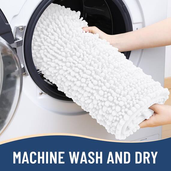 Arotive Luxuriöser Chenille-Badezimmerteppich, extra weich, dick, saugfähig, zottelig, rutschfest, maschinenwaschbar, trocknergeeignet, Plüsch-Badematten für Badezimmer, Dusche und Badewanne, 60 x 20