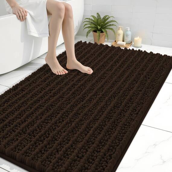 Arotive Luxuriöser Chenille-Badezimmerteppich, extra weich, dick, saugfähig, zottelig, rutschfest, maschinenwaschbar, trocknergeeignet, Plüsch-Badematten für Badezimmer, Dusche und Badewanne, 119 x 81