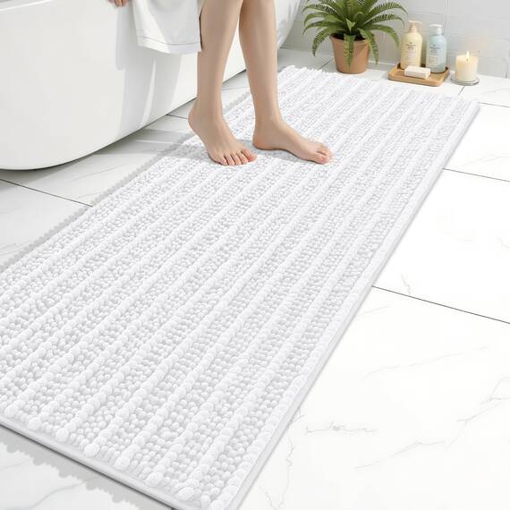 Arotive Luxuriöser Chenille-Badezimmerteppich, extra weich, dick, saugfähig, zottelig, rutschfest, maschinenwaschbar, trocknergeeignet, Plüsch-Badematten für Badezimmer, Dusche und Badewanne, 60 x 20