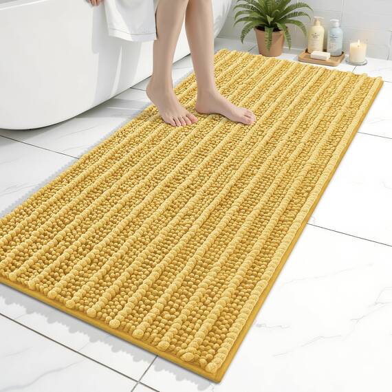 Arotive Luxuriöser Badezimmerteppich, extra weich, dick, saugfähig, zottelig, Chenille, rutschfest, maschinenwaschbar, trocknergeeignet, Badematten für Badezimmerboden, Badewanne und Dusche