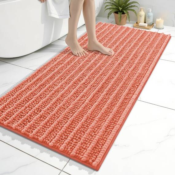 Arotive Luxuriöser Chenille-Badezimmerteppich, extra weich, dick, saugfähig, zottelig, rutschfest, maschinenwaschbar, trocknergeeignet, Plüsch-Badematten für Badezimmer, Dusche und Badewanne, 119 x 61