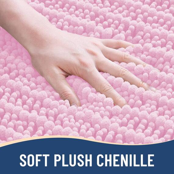 Arotive Luxuriöser Chenille-Badezimmerteppich, extra weich, dick, saugfähig, zottelig, rutschfest, maschinenwaschbar, trocknergeeignet, Plüsch-Badematten für Badezimmer, Dusche und Badewanne, 137 x 61