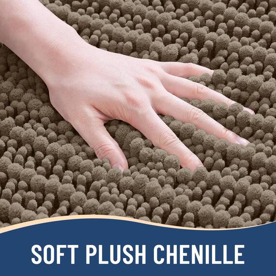 Arotive Luxuriöser Chenille-Badezimmerteppich, extra weich, dick, saugfähig, zottelig, rutschfest, maschinenwaschbar, trocknergeeignet, Plüsch-Badematten für Badezimmer, Dusche und Badewanne, 61 x 119