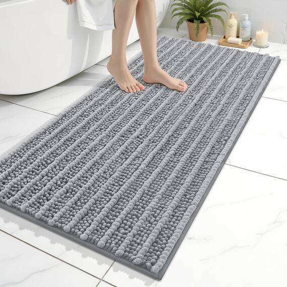 Arotive Luxuriöser Chenille-Badezimmerteppich, extra weich, dick, saugfähig, zottelig, rutschfest, maschinenwaschbar, trocknergeeignet, Plüsch-Badematten für Badezimmer, Dusche und Badewanne, 119 x 61