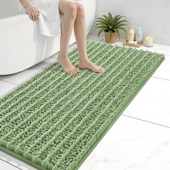 Arotive Luxuriöser Badezimmerteppich, extra weich, dick, saugfähig, zottelig, Chenille, rutschfest, maschinenwaschbar, trocknergeeignet, Badematten für Badezimmerboden, Badewanne und Dusche