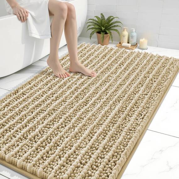 Arotive Luxuriöser Chenille-Badezimmerteppich, extra weich, dick, saugfähig, zottelig, rutschfest, maschinenwaschbar, trocknergeeignet, Plüsch-Badematten für Badezimmer, Dusche und Badewanne, 81,3 x