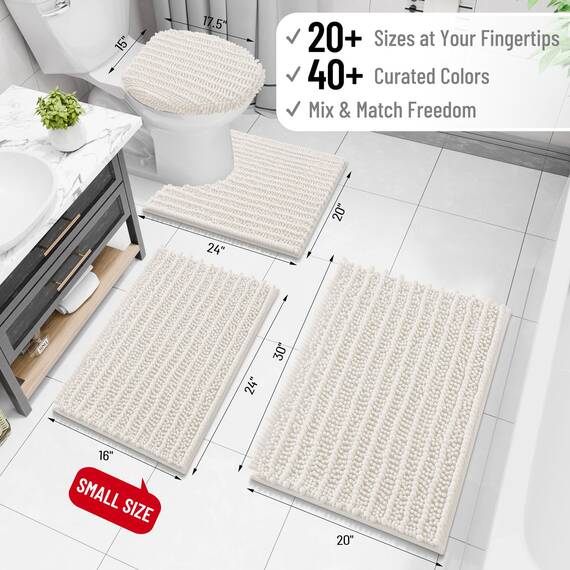 Arotive Luxuriöser Badezimmerteppich, extra weich, dick, saugfähig, zottelig, Chenille, rutschfest, maschinenwaschbar, trocknergeeignet, Badematten für Badezimmerboden, Badewanne und Dusche