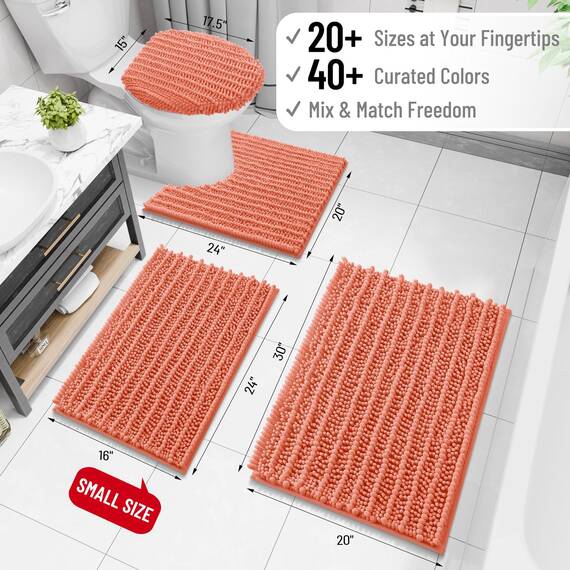 Arotive Luxuriöser Chenille-Badezimmerteppich, extra weich, dick, saugfähig, zottelig, rutschfest, maschinenwaschbar, trocknergeeignet, Plüsch-Badematten für Badezimmer, Dusche und Badewanne, 119 x 61