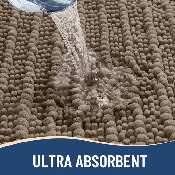 Arotive Luxuriöser Chenille-Badezimmerteppich, extra weich, dick, saugfähig, zottelig, rutschfest, maschinenwaschbar, trocknergeeignet, Plüsch-Badematten für Badezimmer, Dusche und Badewanne, 61 x 119