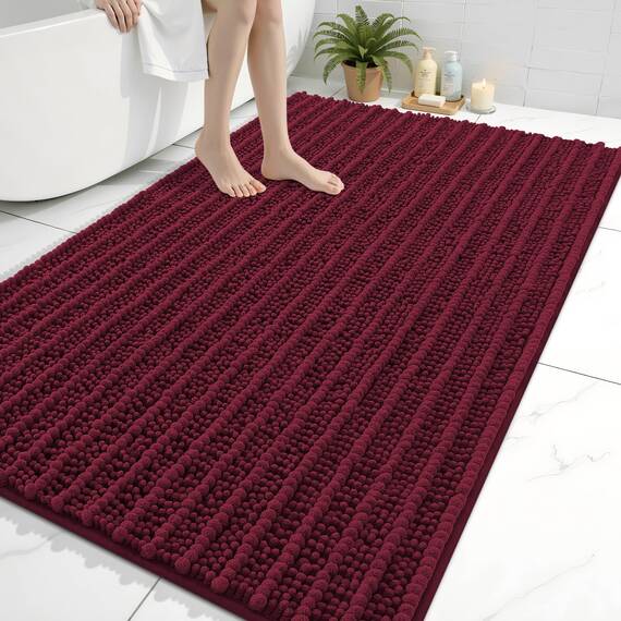 Arotive Luxuriöser Badezimmerteppich, extra weich, dick, saugfähig, zottelig, Chenille, rutschfest, maschinenwaschbar, trocknergeeignet, Badematten für Badezimmerboden, Badewanne und Dusche
