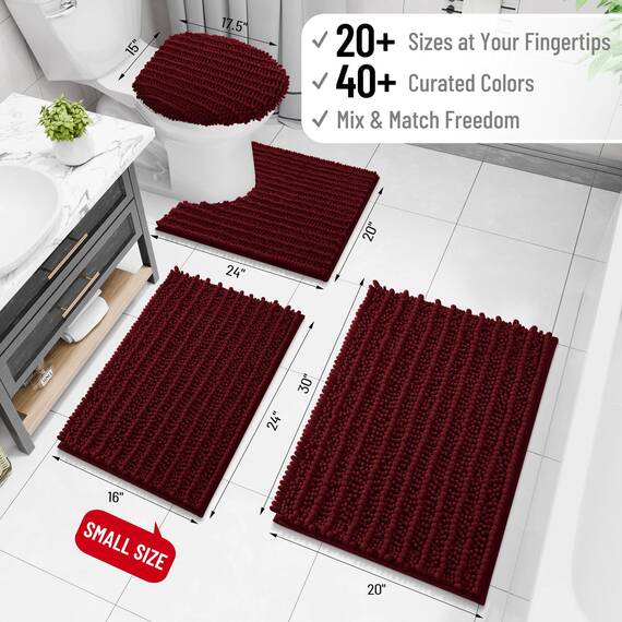 Arotive Luxuriöser Badezimmerteppich, extra weich, dick, saugfähig, zottelig, Chenille, rutschfest, maschinenwaschbar, trocknergeeignet, Badematten für Badezimmerboden, Badewanne und Dusche