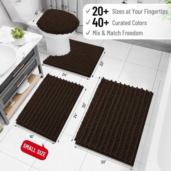 Arotive Luxuriöser Chenille-Badezimmerteppich, extra weich, dick, saugfähig, zottelig, rutschfest, maschinenwaschbar, trocknergeeignet, Plüsch-Badematten für Badezimmer, Dusche und Badewanne, 61 x 137