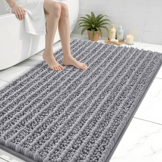 Arotive Luxuriöser Badezimmerteppich, extra weich, dick, saugfähig, zottelig, Chenille, rutschfest, maschinenwaschbar, trocknergeeignet, Badematten für Badezimmerboden, Badewanne und Dusche