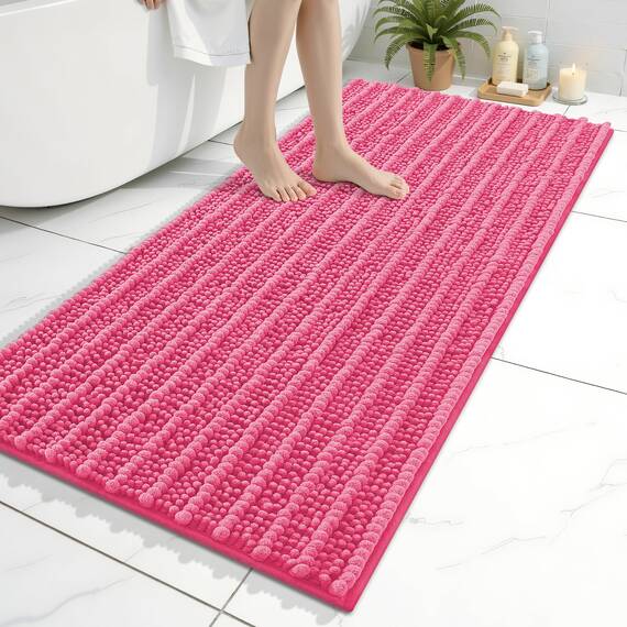 Arotive Luxuriöser Chenille-Badezimmerteppich, extra weich, dick, saugfähig, zottelig, rutschfest, maschinenwaschbar, trocknergeeignet, Plüsch-Badematten für Badezimmer, Dusche und Badewanne, 119 x 61