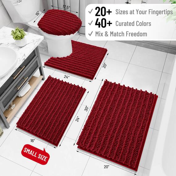 Arotive Luxuriöser Chenille-Badezimmerteppich, extra weich, dick, saugfähig, zottelig, rutschfest, maschinenwaschbar, trocknergeeignet, Plüsch-Badematten für Badezimmer, Dusche und Badewanne, 60 x 24