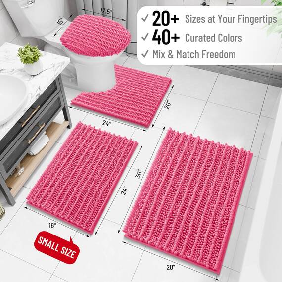 Arotive Luxuriöser Chenille-Badezimmerteppich, extra weich, dick, saugfähig, zottelig, rutschfest, maschinenwaschbar, trocknergeeignet, Plüsch-Badematten für Badezimmer, Dusche und Badewanne, 119 x 61