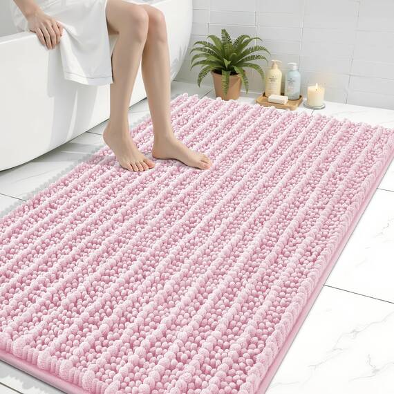 Arotive Luxuriöser Chenille-Badezimmerteppich, extra weich, dick, saugfähig, zottelig, rutschfest, maschinenwaschbar, trocknergeeignet, Plüsch-Badematten für Badezimmer, Dusche und Badewanne, 81,3 x