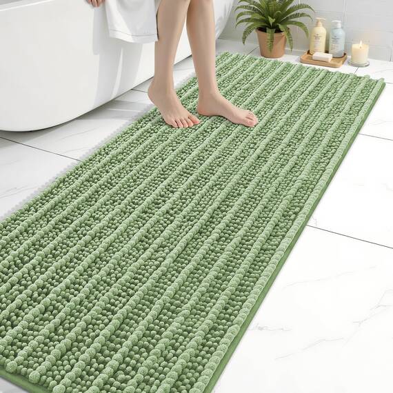 Arotive Luxuriöser Chenille-Badezimmerteppich, extra weich, dick, saugfähig, zottelig, rutschfest, maschinenwaschbar, trocknergeeignet, Plüsch-Badematten für Badezimmer, Dusche und Badewanne, 61 x