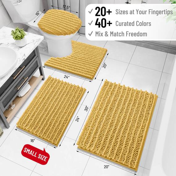 Arotive Luxuriöser Badezimmerteppich, extra weich, dick, saugfähig, zottelig, Chenille, rutschfest, maschinenwaschbar, trocknergeeignet, Badematten für Badezimmerboden, Badewanne und Dusche