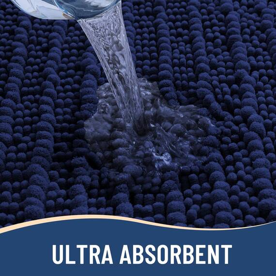 Arotive Luxuriöser Chenille-Badezimmerteppich, extra weich, dick, saugfähig, zottelig, rutschfest, maschinenwaschbar, trocknergeeignet, Plüsch-Badematten für Badezimmer, Dusche und Badewanne, 60 x 20