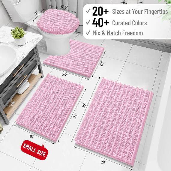 Arotive Luxuriöser Chenille-Badezimmerteppich, extra weich, dick, saugfähig, zottelig, rutschfest, maschinenwaschbar, trocknergeeignet, Plüsch-Badematten für Badezimmer, Dusche und Badewanne, 137 x 61